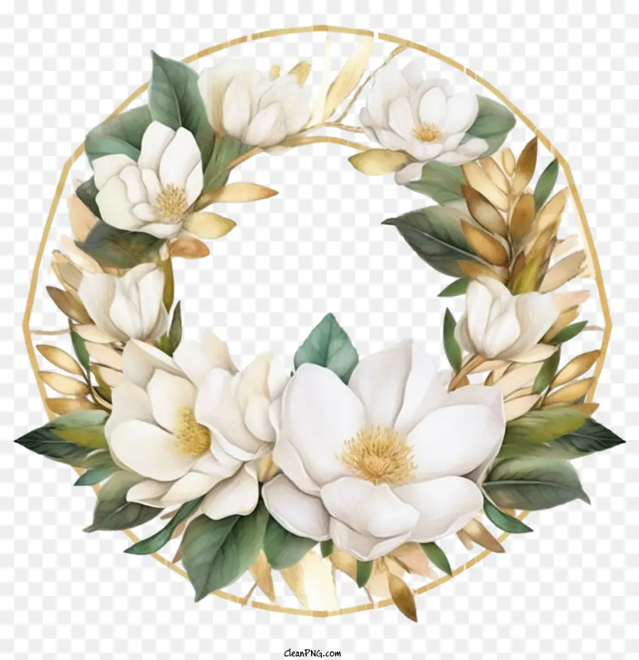 Magnolia Flower Wreath，Flor De Magnolia PNG