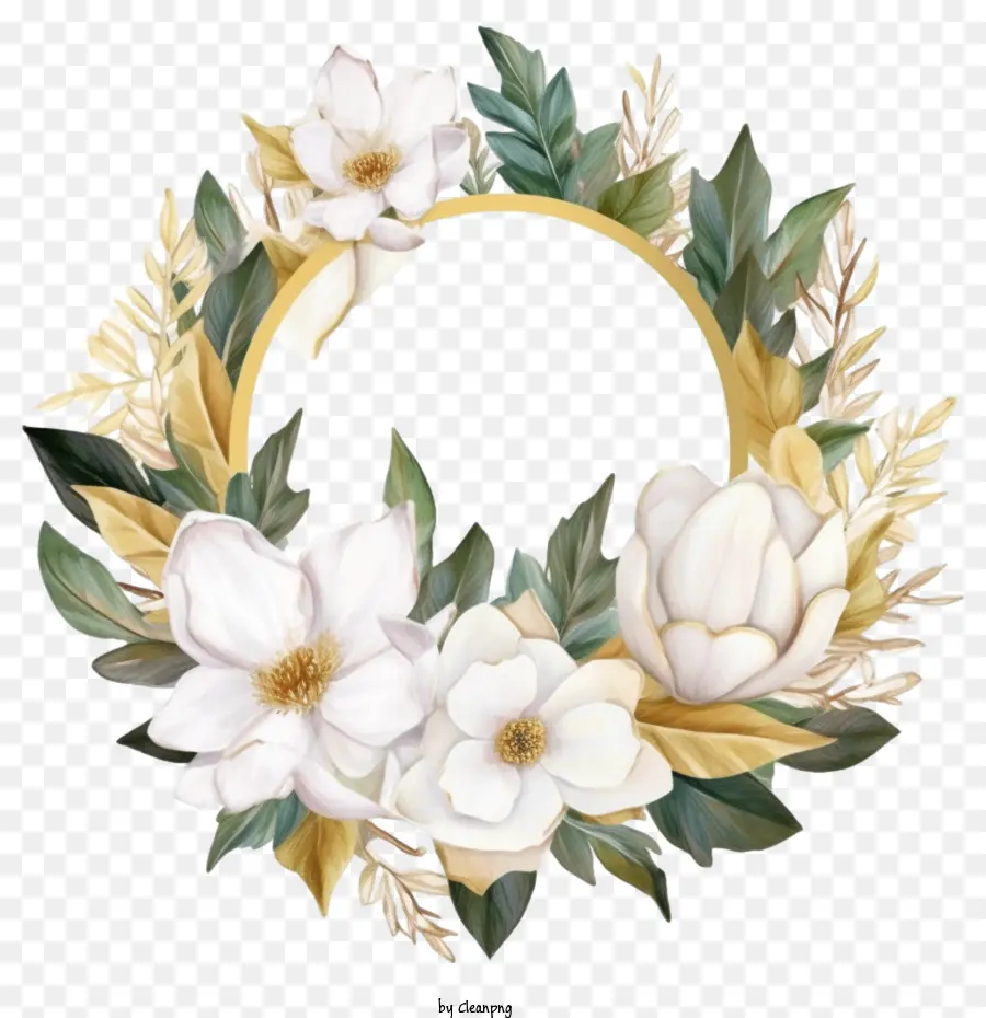 Flor De Magnolia，Magnolia Flower Wreath PNG