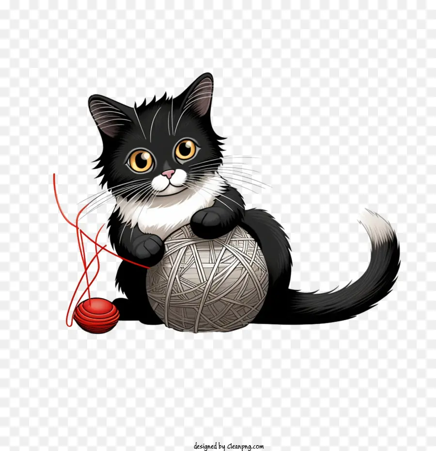 Gato Brincando Com Bola De Lã，Gato Com Lã PNG