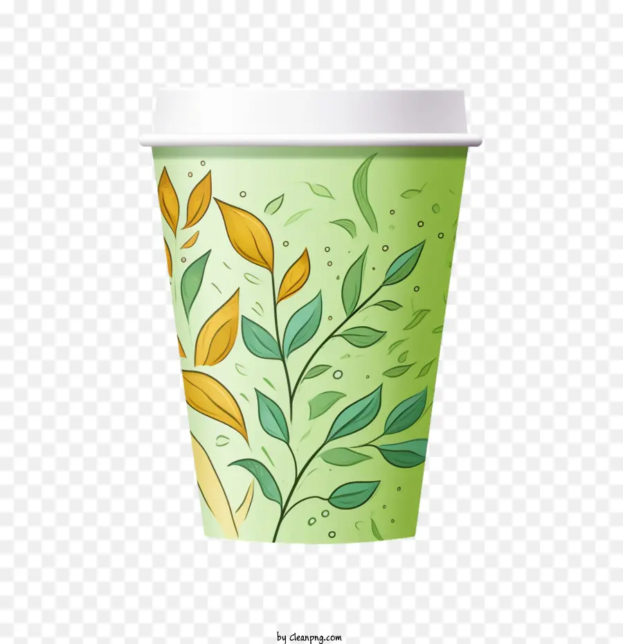 Xícara De Café De Papel，Xícara De Café De Papel Verde PNG