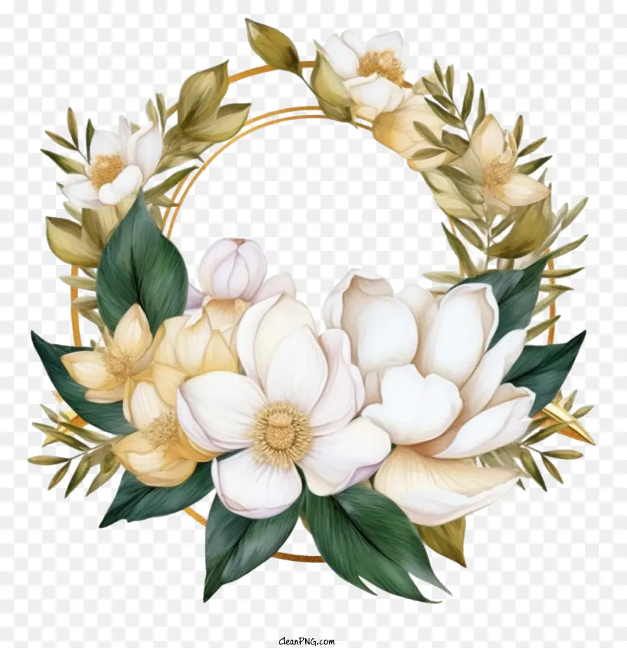 Flor De Magnolia，Magnolia Flower Wreath PNG