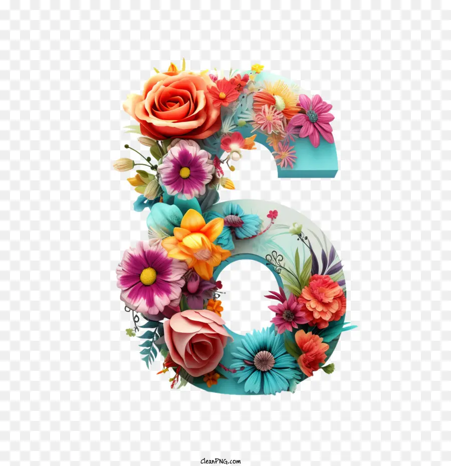 Número 6 Flor，Flor PNG