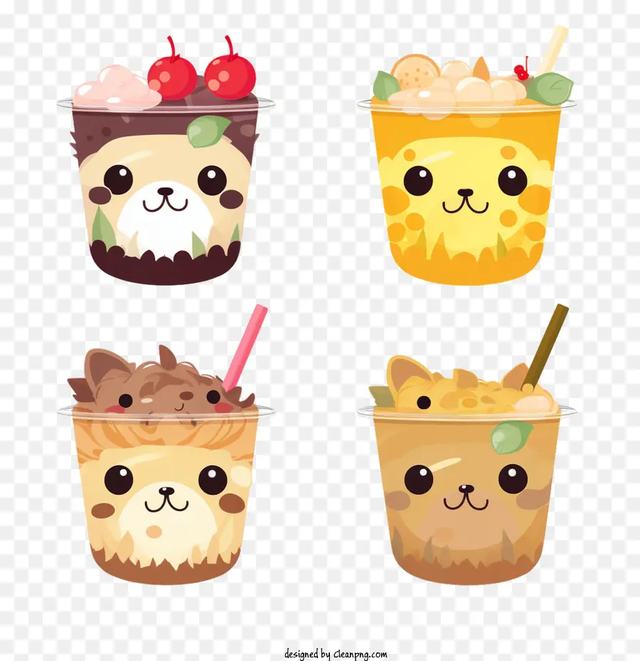 Chá De Bolhas Kawaii，Bebidas Fofas PNG