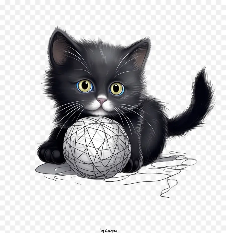 Gato Brincando Com Bola De Lã，Gatinho PNG