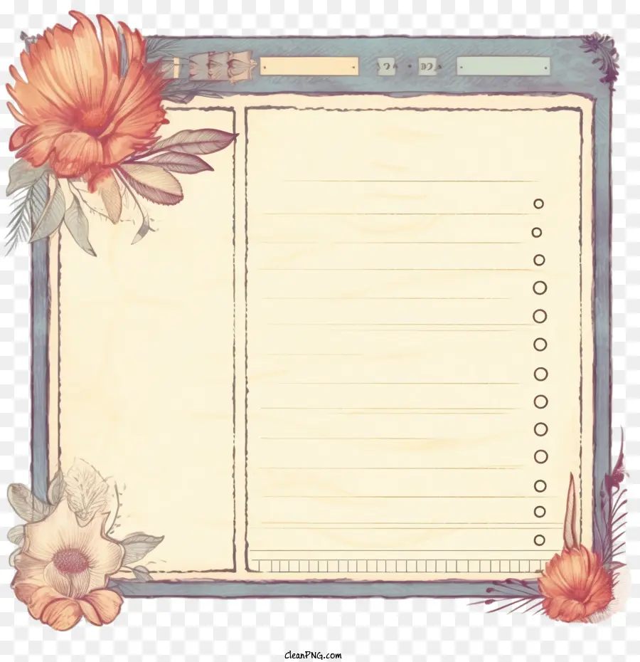 Modelo De Notas，Bloco De Notas Florais PNG