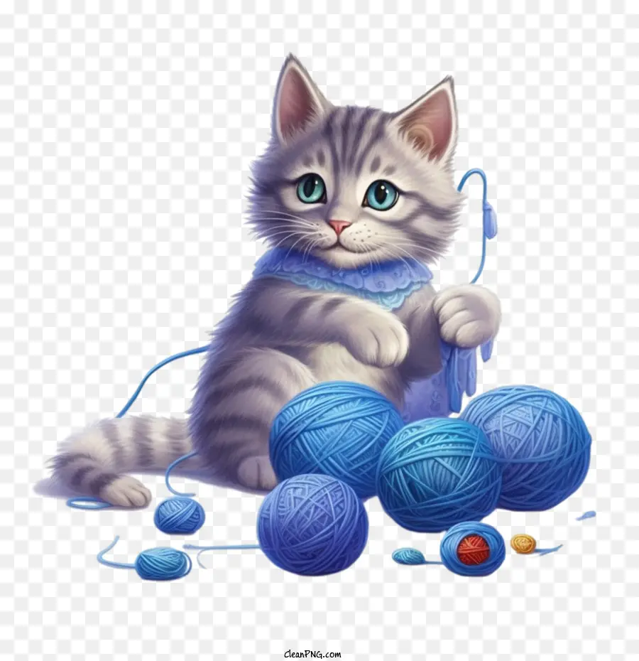 Gato Brincando Com Bola De Lã，Gato Fofo Com Fio PNG