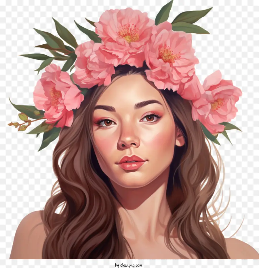 Menina Da Moda，Mulher Com Flores PNG