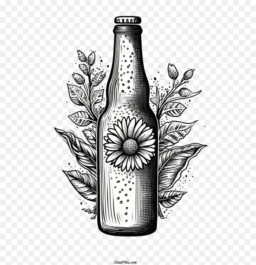 Garrafa De Cerveja，Flor PNG