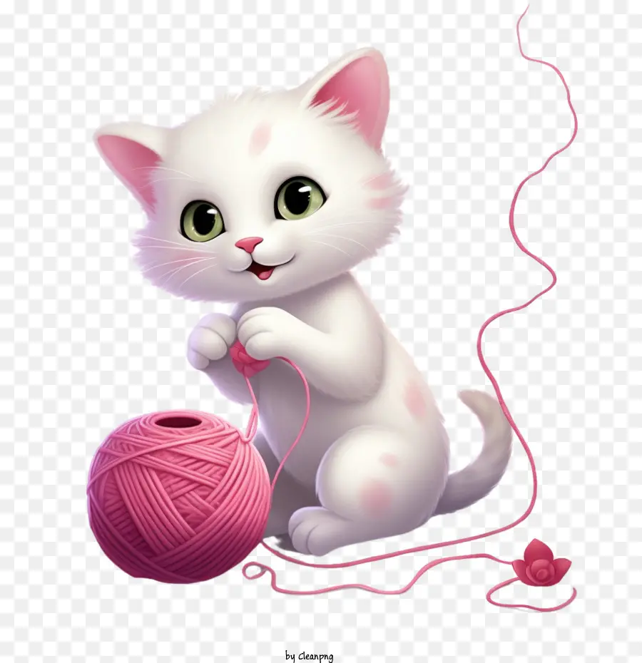 Gato Brincando Com Bola De Lã，Gato Fofo PNG