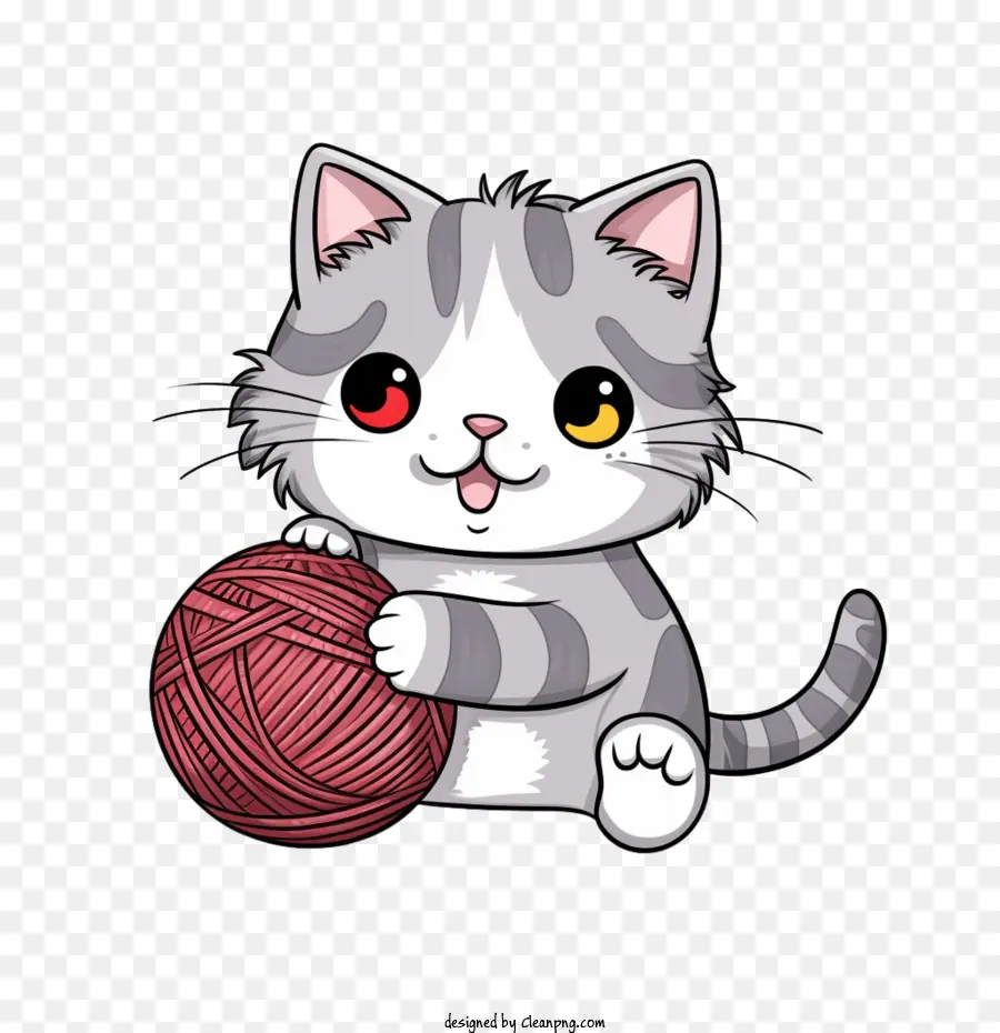 Gato Brincando Com Bola De Lã，Gato Fofo PNG