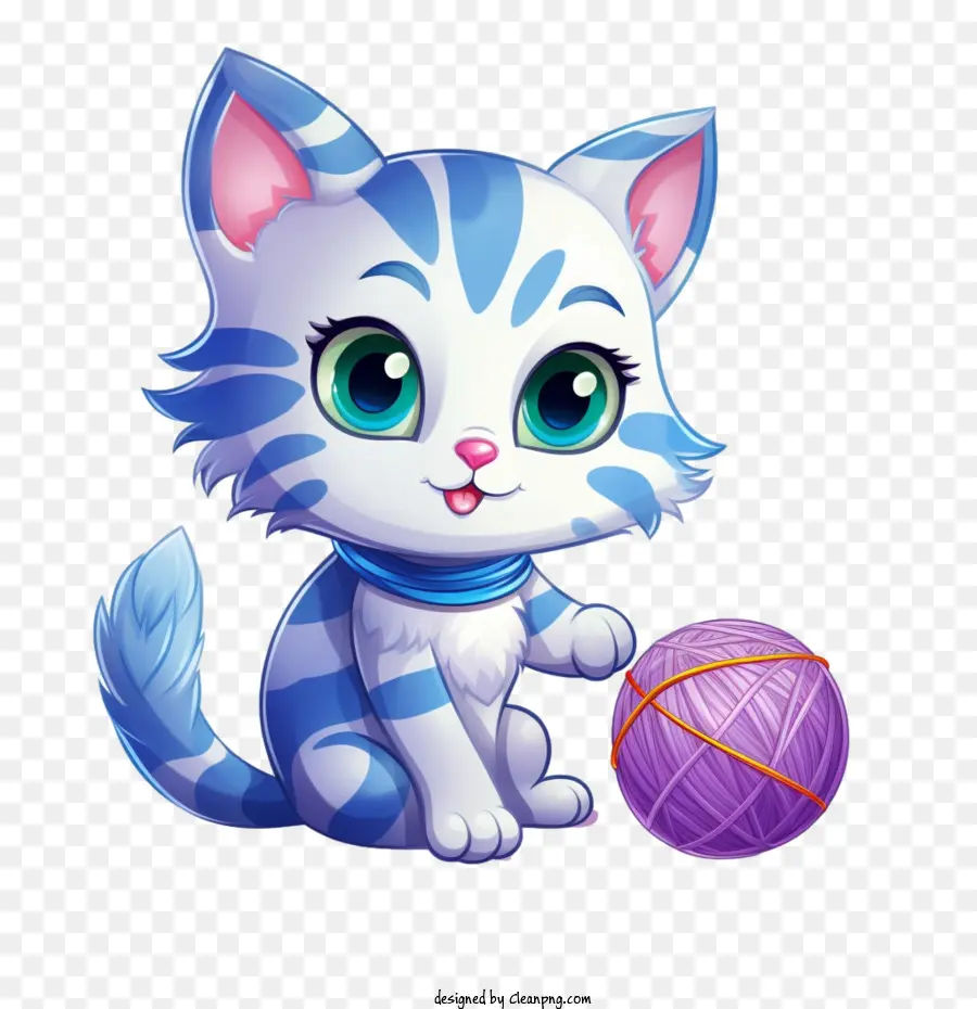 Gato Brincando Com Bola De Lã，Gato De Desenho Animado PNG