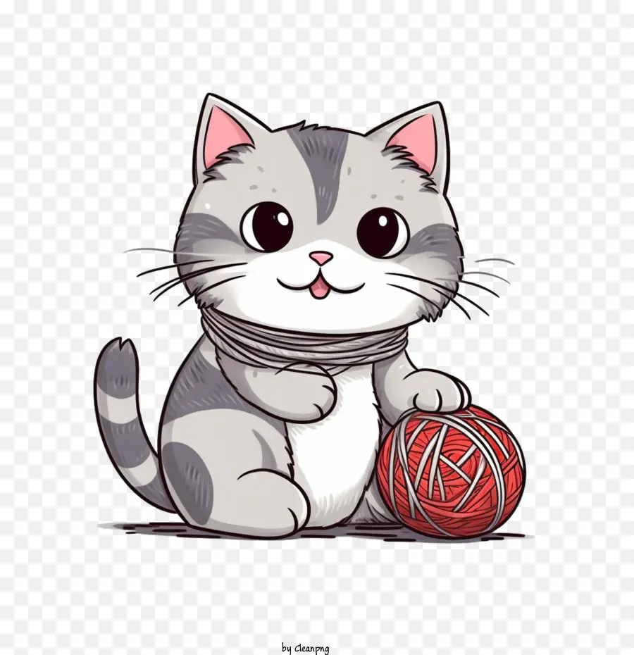 Gato Brincando Com Bola De Lã，Gato Fofo PNG