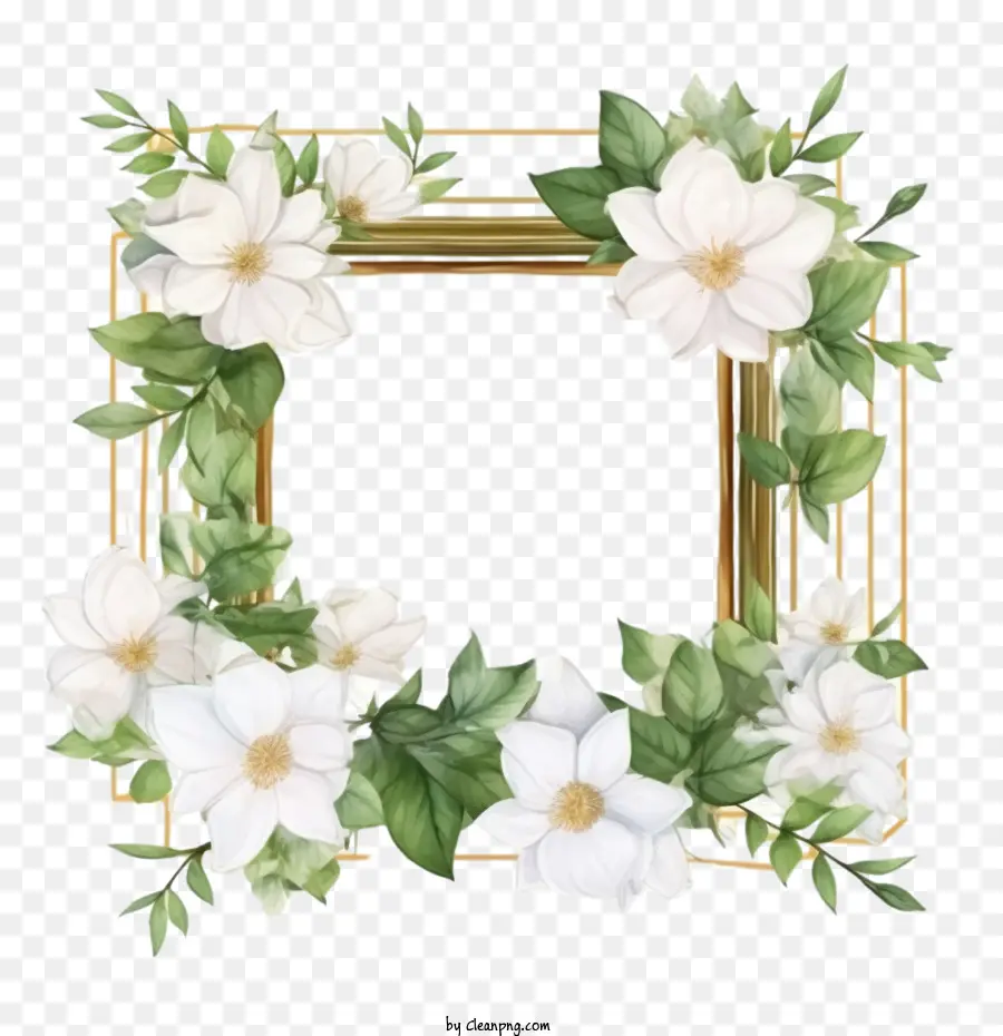 Jasmine Square，Floral Moldura PNG