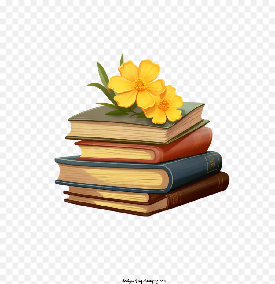 Dia Internacional Da Alfabetização，Livros Com Flor PNG