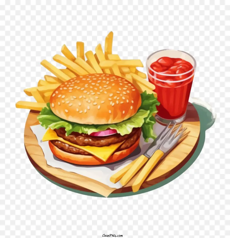 Hamburger，Hambúrguer E Batatas Fritas PNG