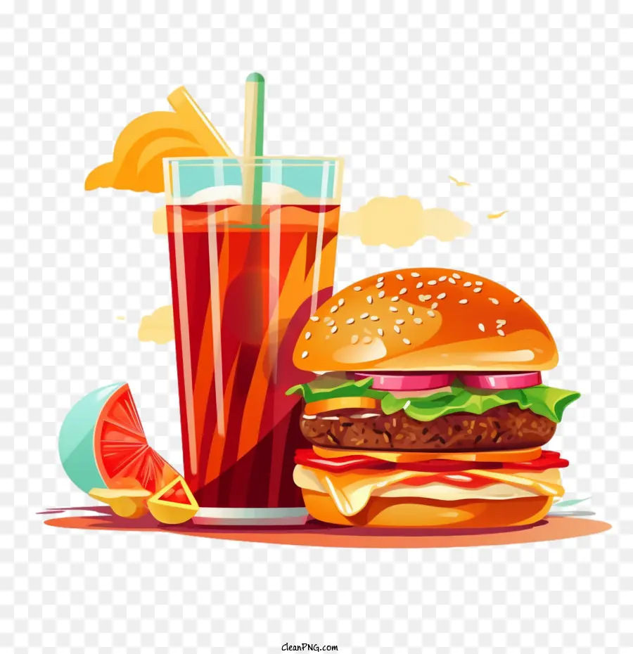 Hamburger，Bebida PNG