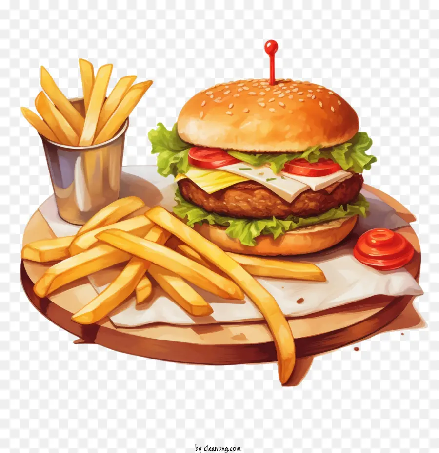 Hamburger，Hambúrguer E Batatas Fritas PNG