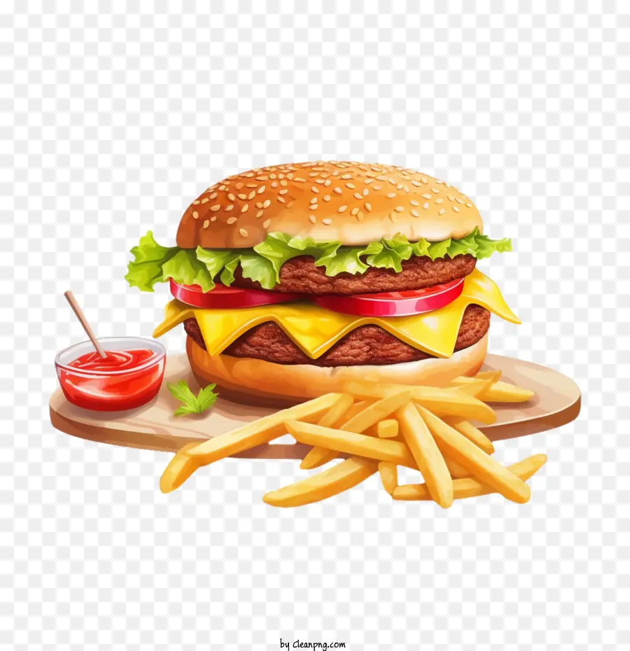 Hamburger，Hambúrguer E Batatas Fritas PNG