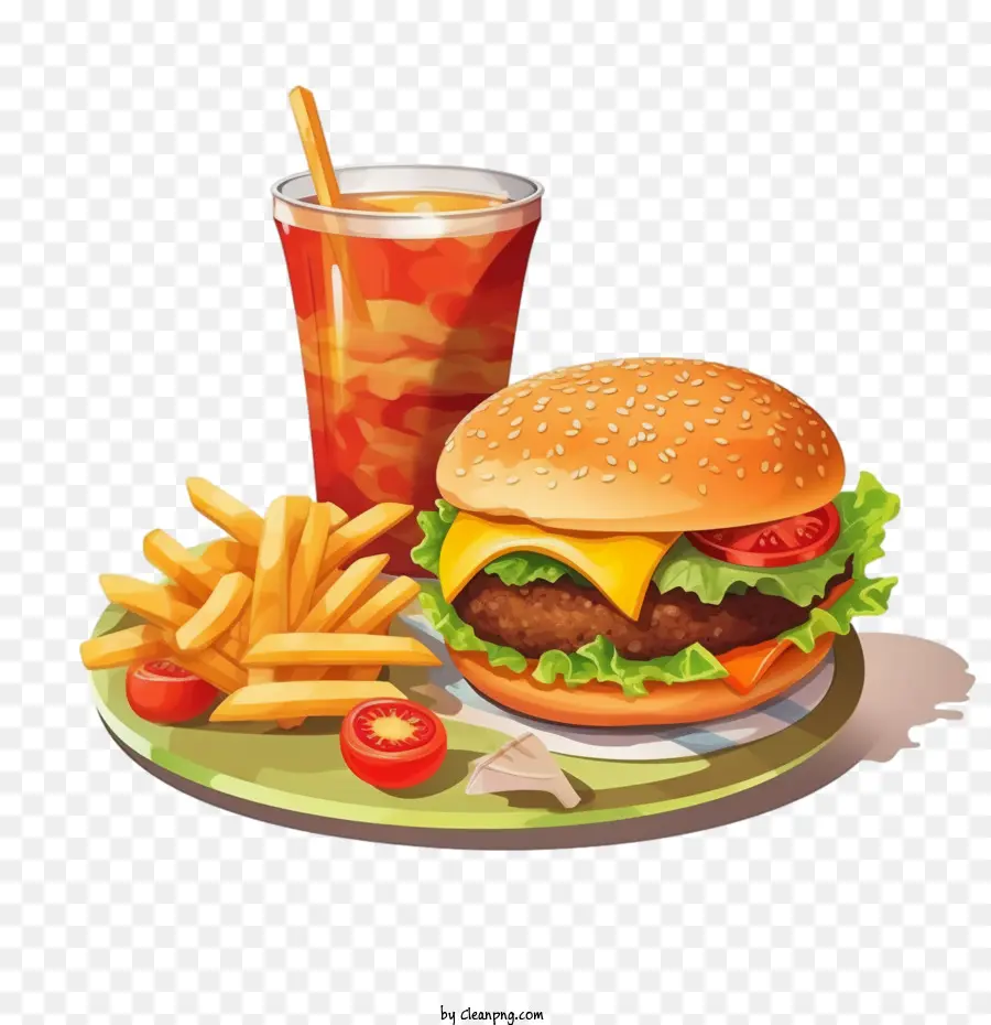 Hamburger，Hambúrguer E Bebida PNG