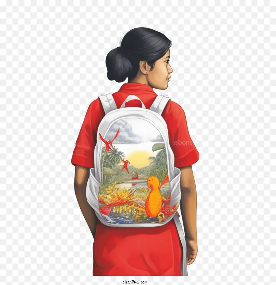 Mochila，Camisa Vermelha PNG