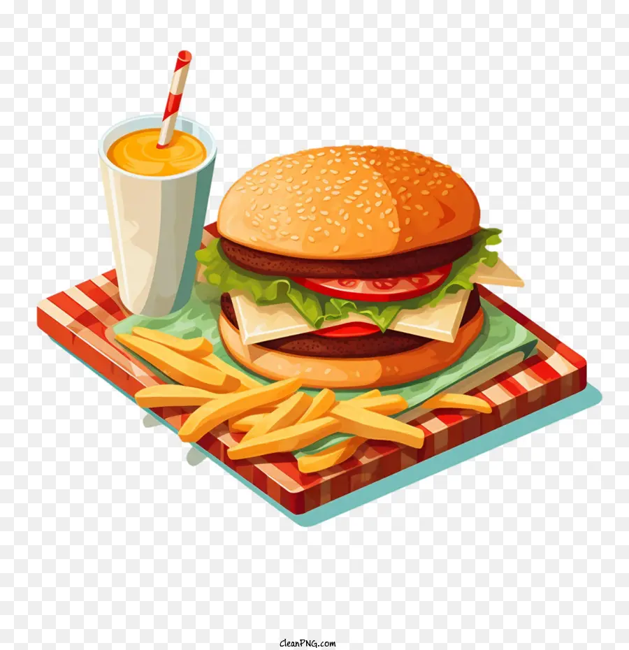 Hamburger，Hambúrguer E Bebida PNG