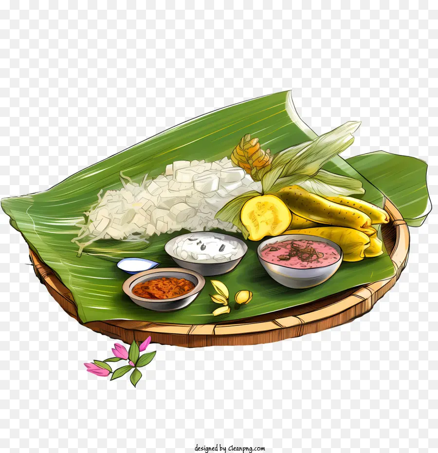 Comida Onam Alakan，Folhas De Bananeira PNG