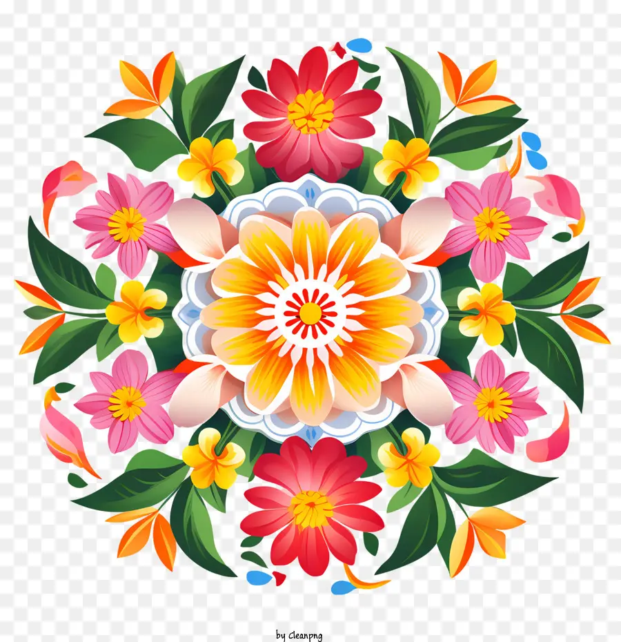 Onam Floral Rangoli，Mandala Floral PNG