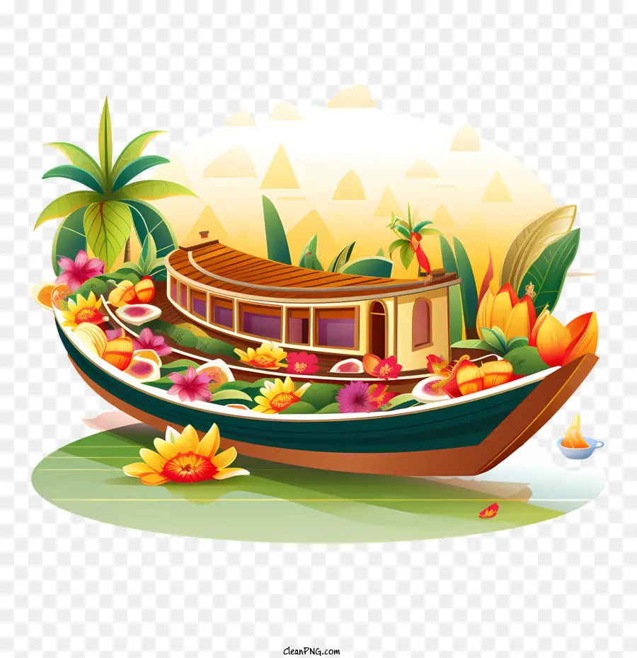 Barco Onam，Barco De Flores PNG