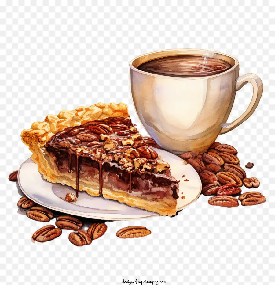 Dia Nacional Da Torta De Chocolate E Nozes，Torta De Nozes E Café PNG