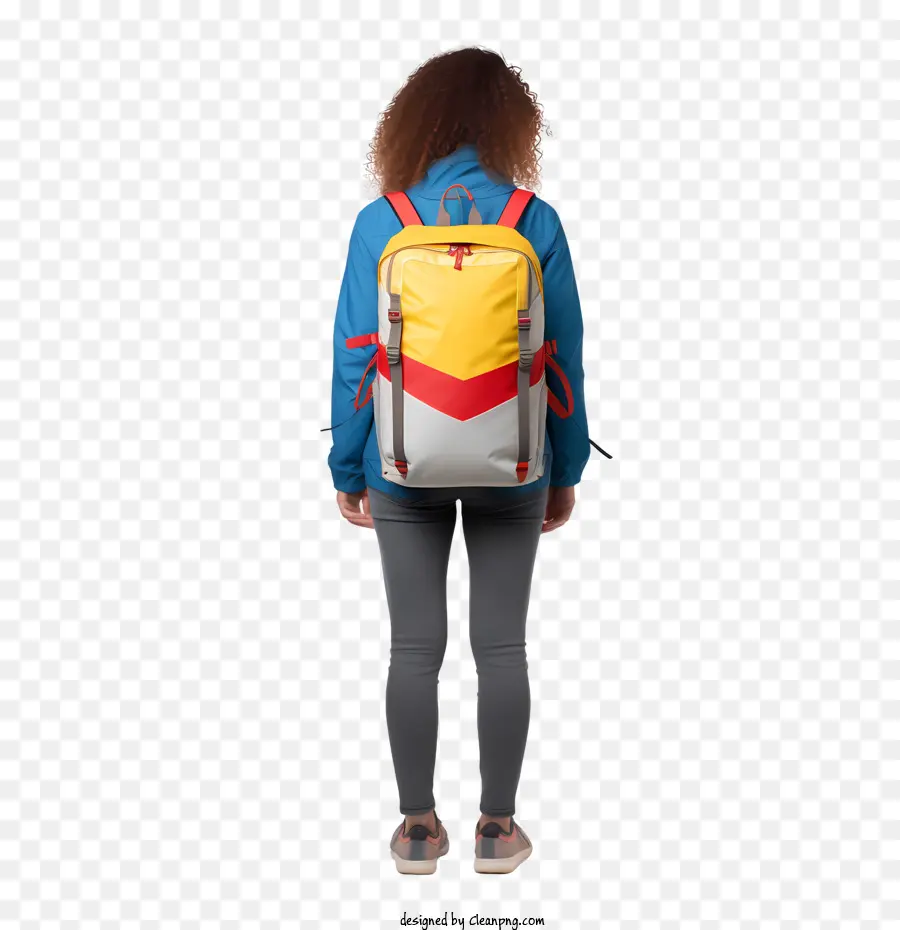 Mochila，Mulher Com Mochila PNG