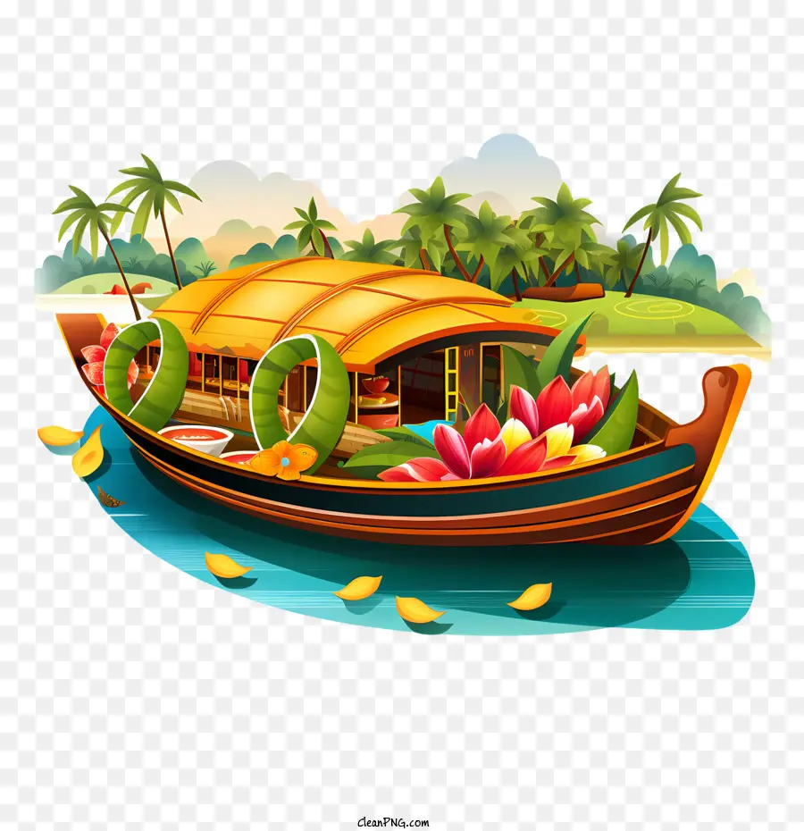 Barco Onam，Casa Flutuante PNG