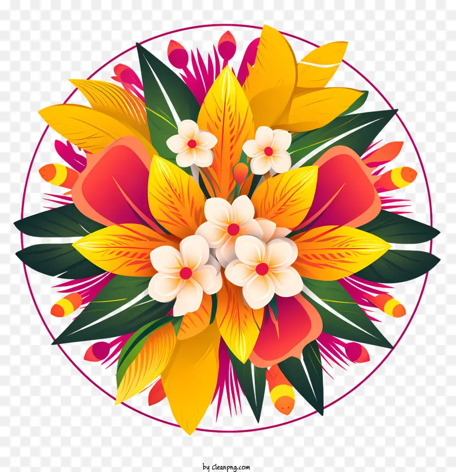 Onam Floral Rangoli，Buquê De Flores Coloridas PNG