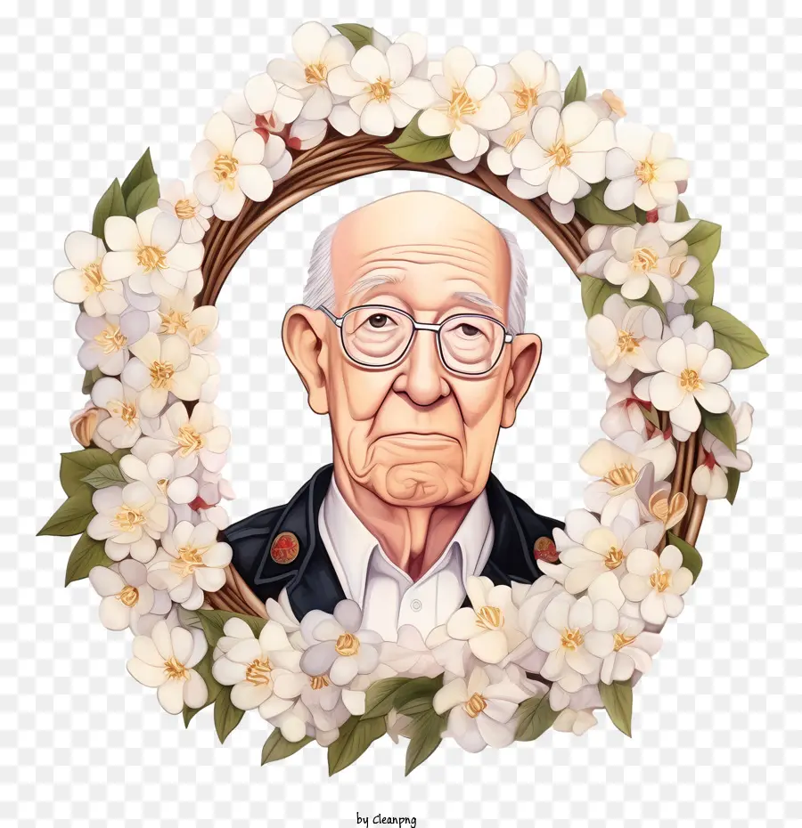 Dia Dos Avós，Homem Idoso Com Flores PNG