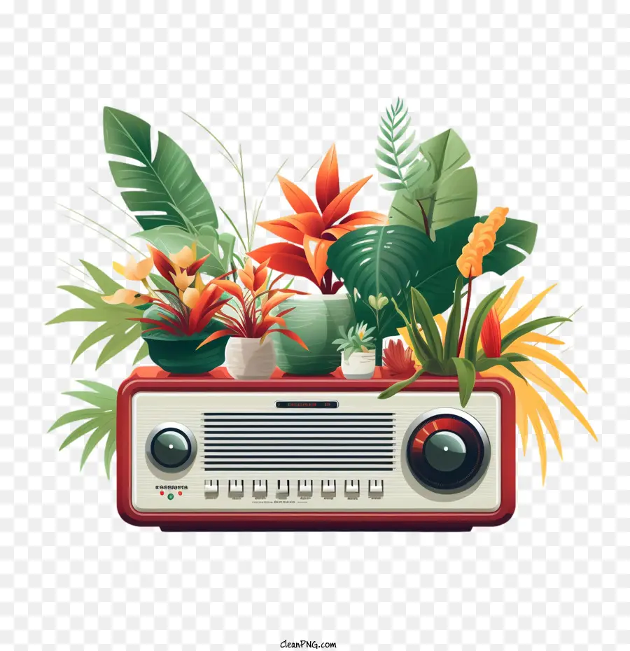 Dia Nacional Da Rádio，Rádio Com Plantas PNG