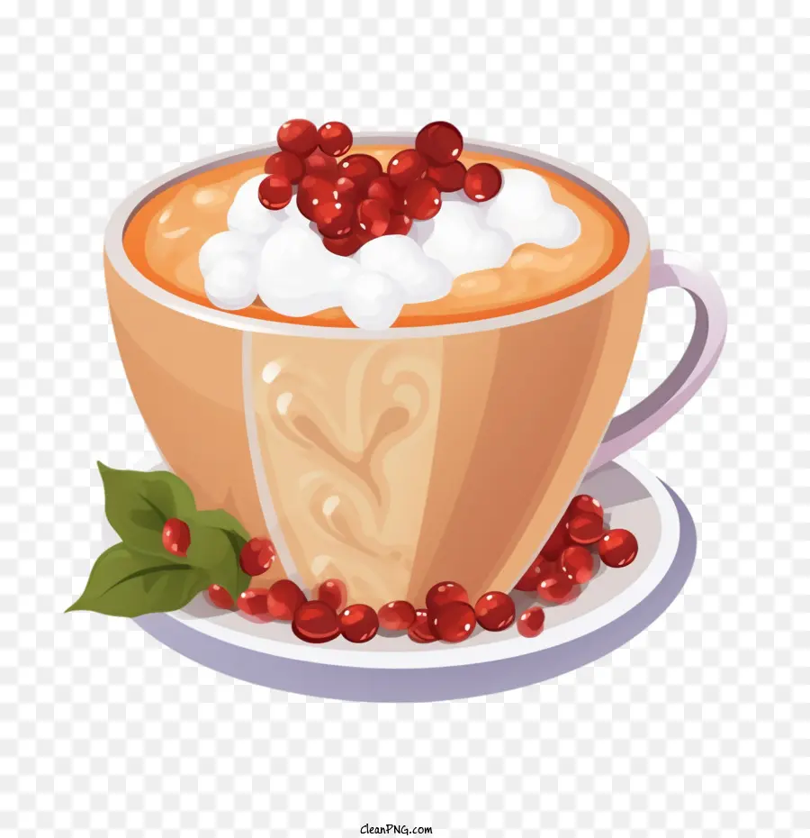 Dia Internacional Do Café，Xícara De Café Com Frutas Vermelhas PNG