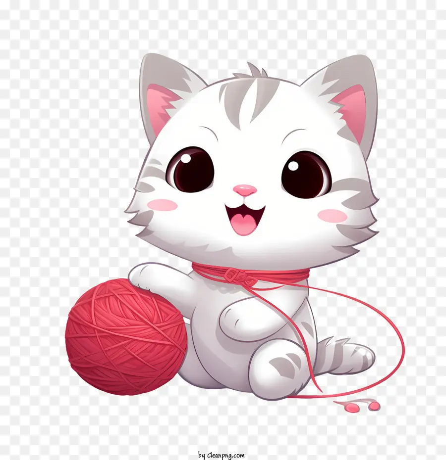 Gato Brincando Com Bola De Lã，Gato Fofo De Desenho Animado PNG