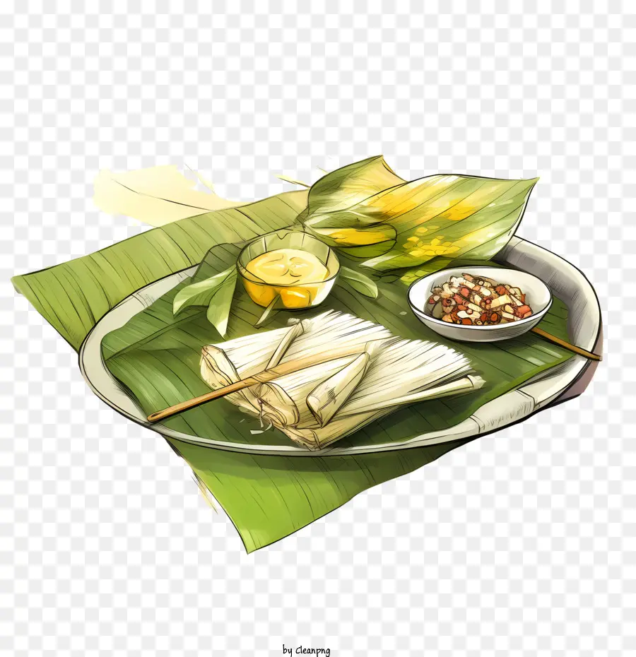 Comida Onam Alakan，Folhas De Bananeira PNG