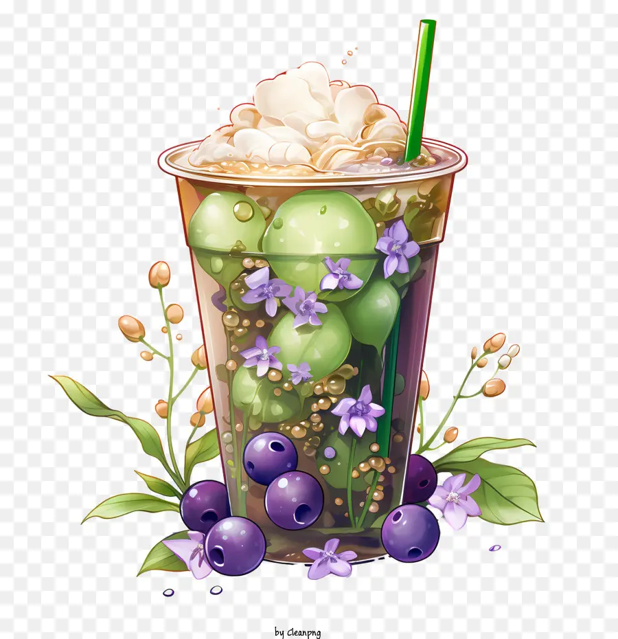 Chá De Bolha Matcha，Beverage PNG