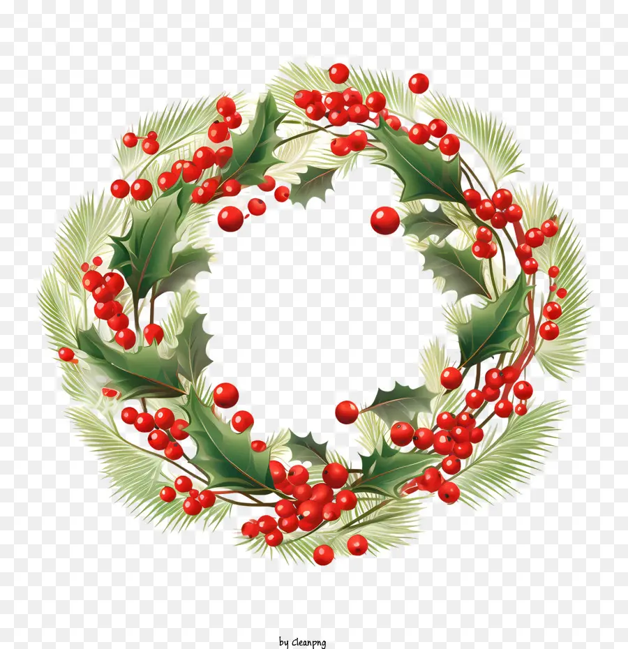 Grinaldas De Bagas De Azevinho De Natal，Christmas Fir Wreath PNG