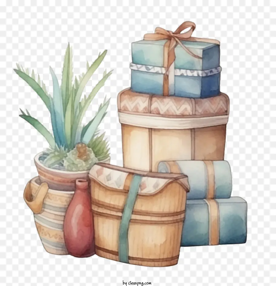 Caixa De Presente De Natal，Boho Gift Box PNG
