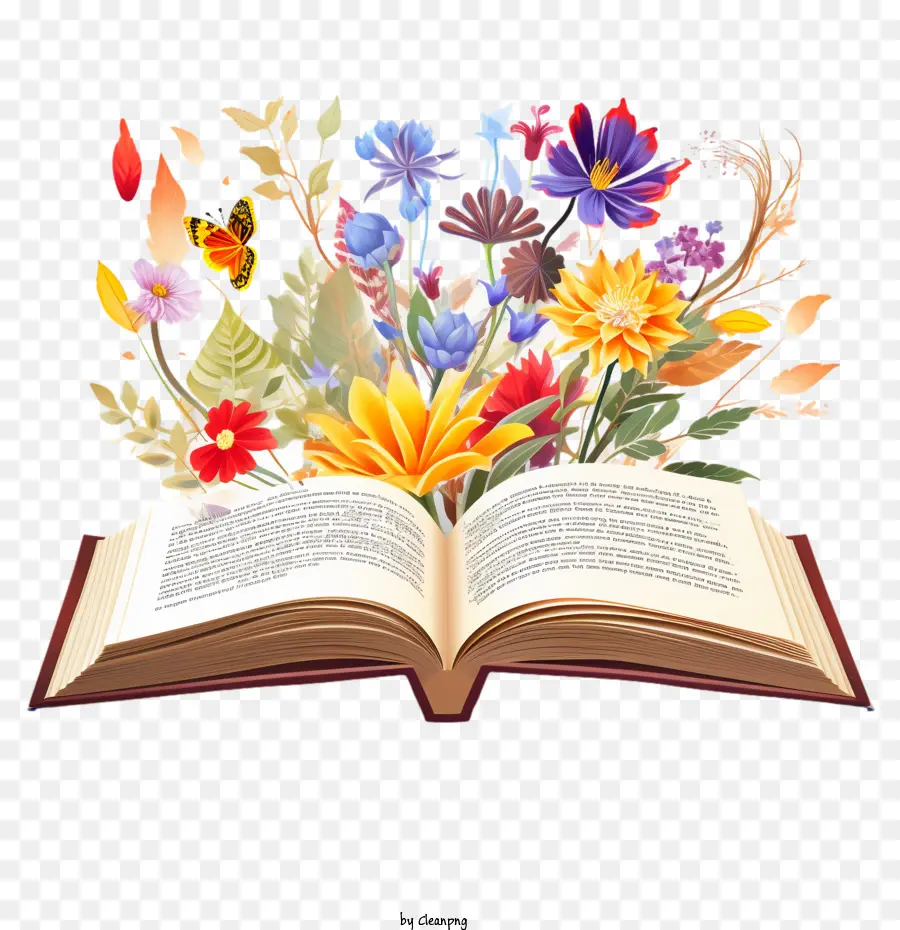 Dia Internacional Da Alfabetização，Livro Aberto Com Flores PNG