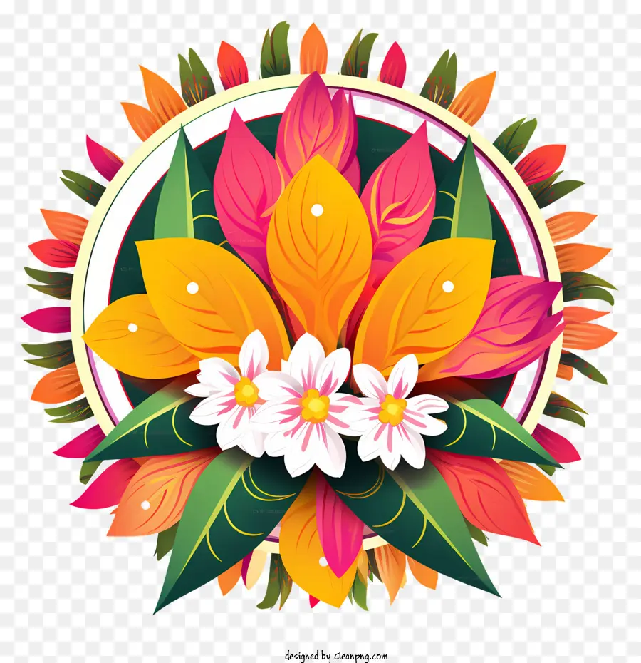 O Nome é Floral Rangoli，Colorido PNG