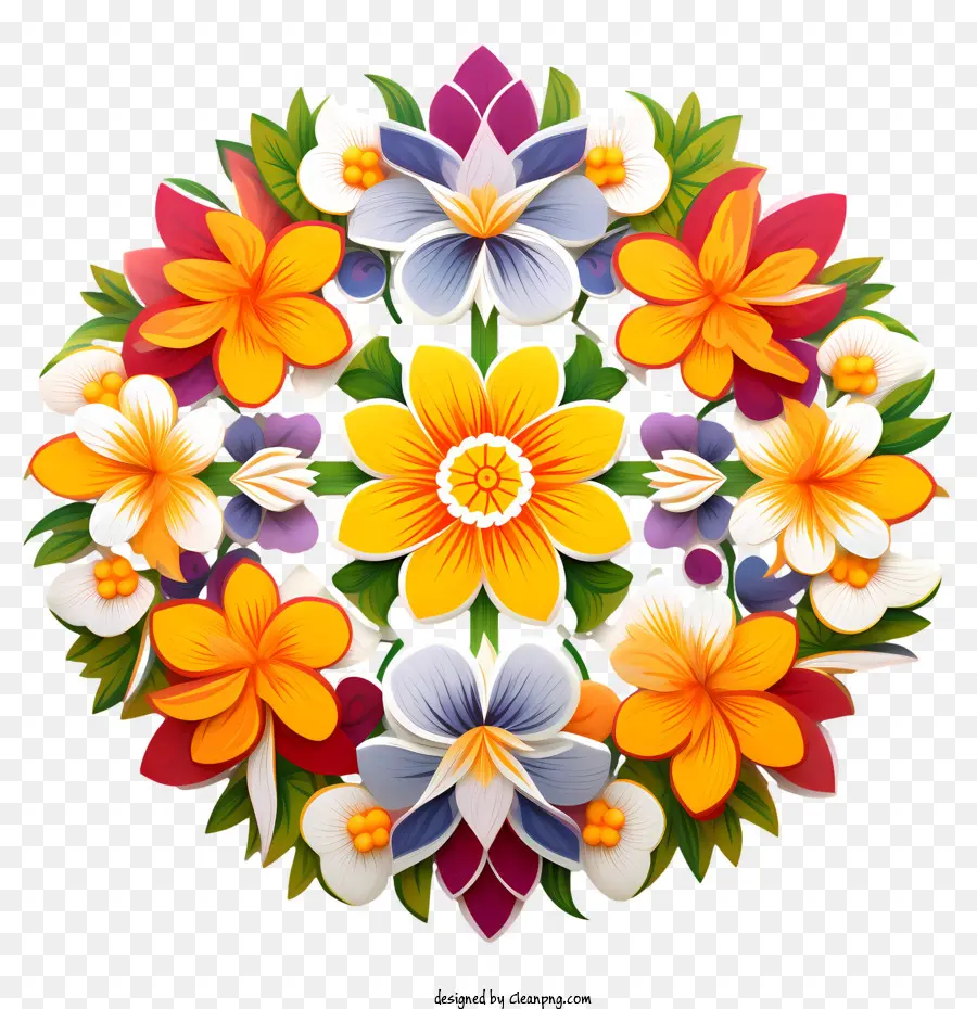 O Nome é Floral Rangoli，Flor Coroa De Flores PNG