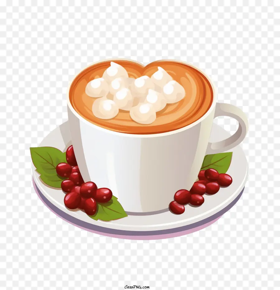 Dia Internacional Do Café，Xícara De Café Com Frutas Vermelhas PNG