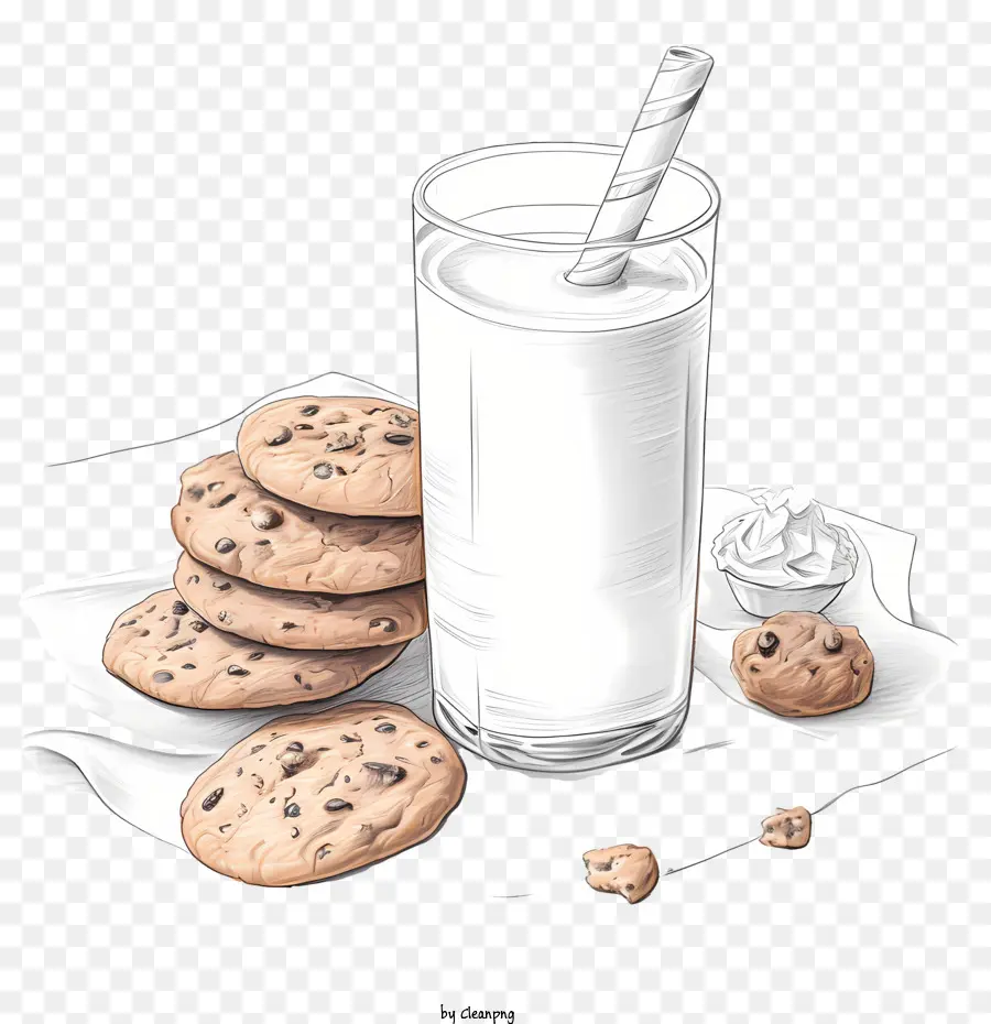 Biscoitos E Leite，Chocolate Chip Cookies PNG