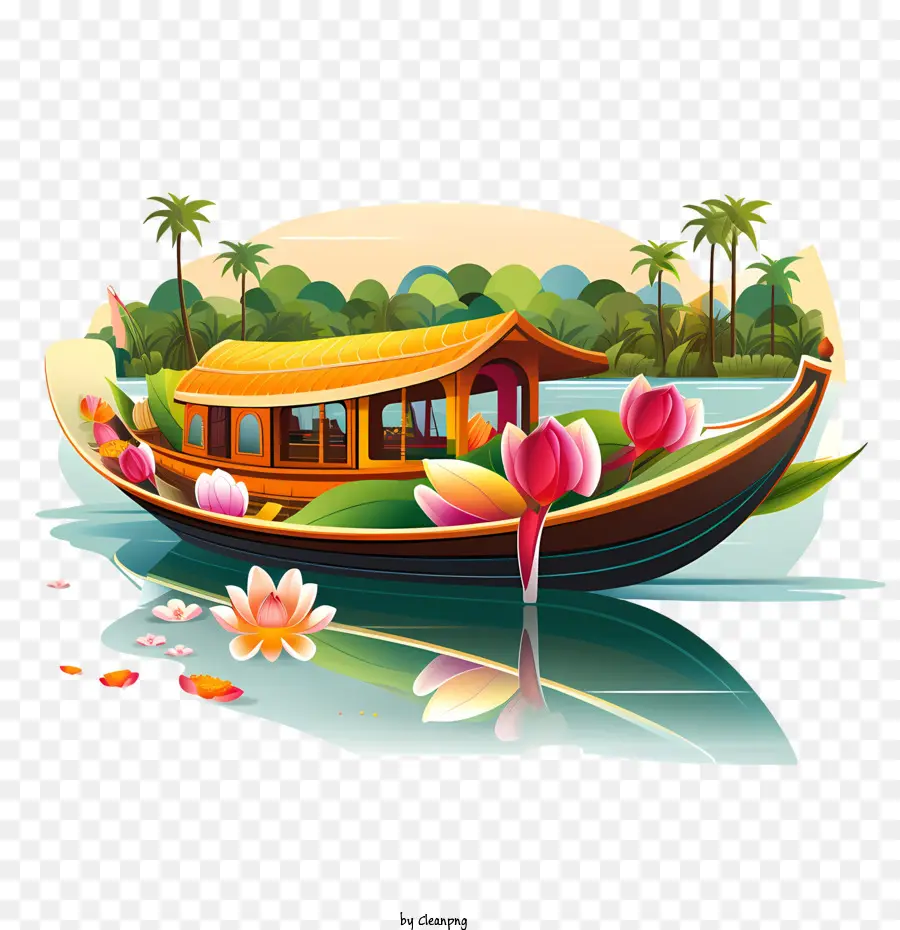 Barco Onam，Barco Colorido PNG