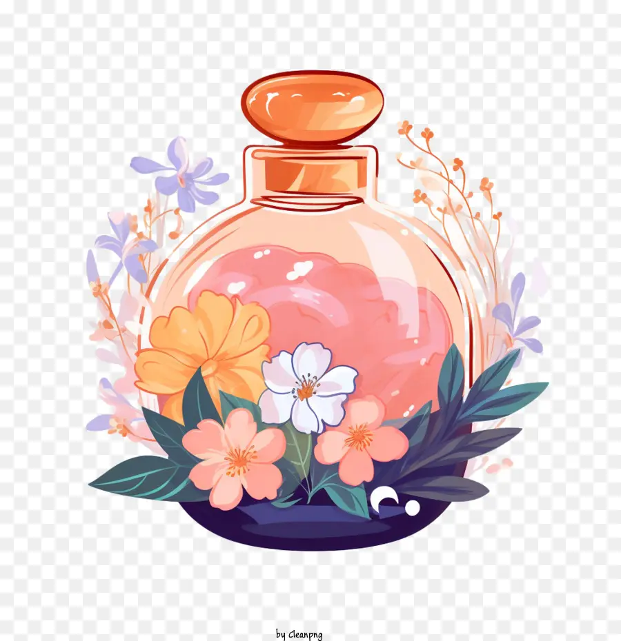 Frasco De Perfume，Flores PNG