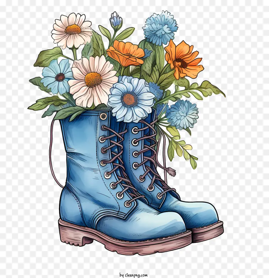 Botas，Botas Com Flores PNG