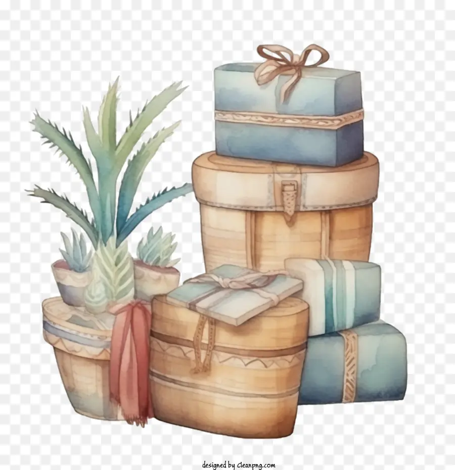 Caixa De Presente De Natal，Boho Gift Box PNG