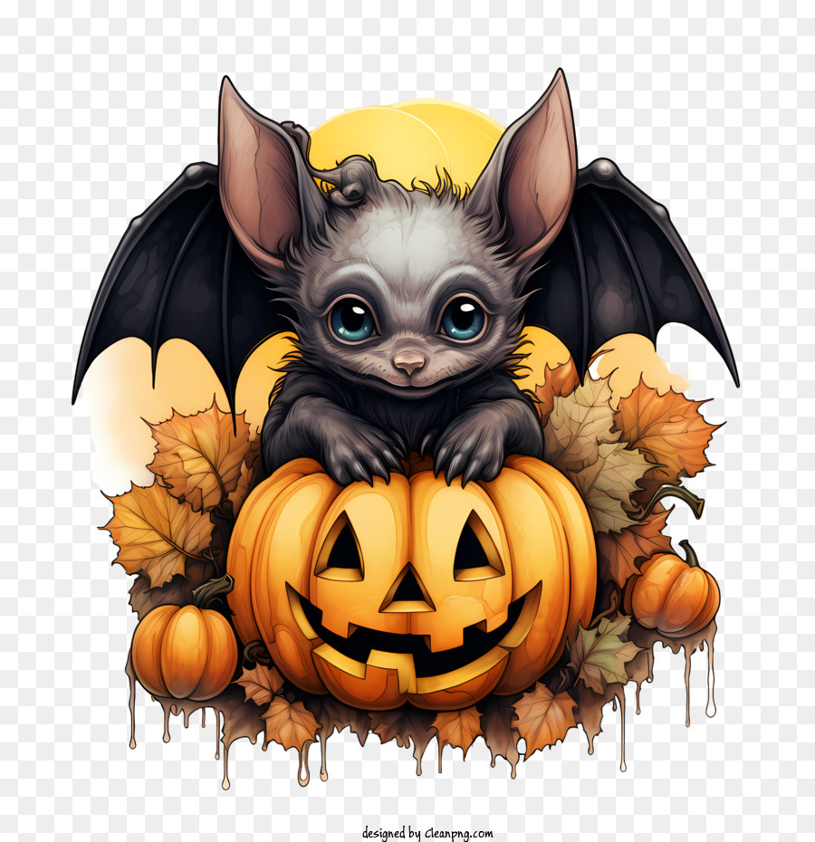 Baixe Garota com Abóboras e Morcegos para o Halloween PNG